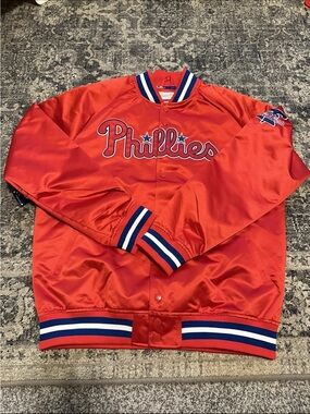 Philadelphia Phillies Mitchell and Ness Satin Jacket Red Lrg